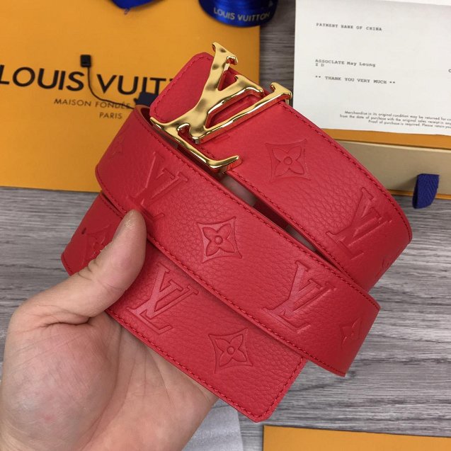 Louis vuitton original togo leather 40mm belt M9283 red