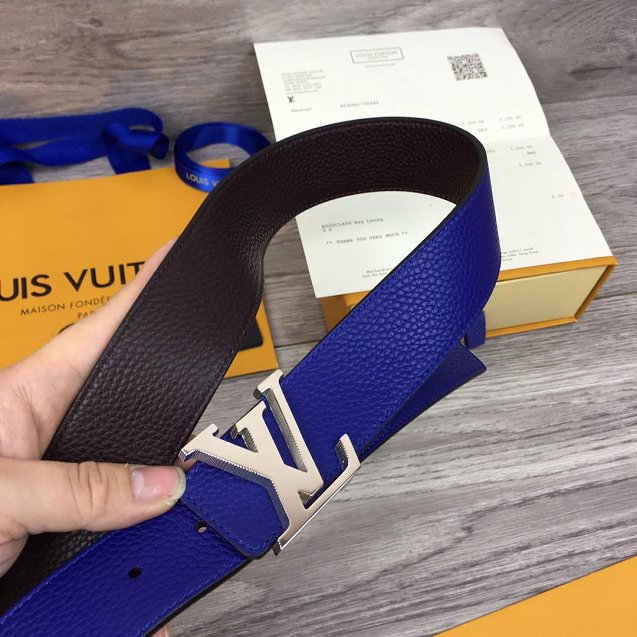 Louis vuitton original togo leather reversible 40mm belt M9152 blue