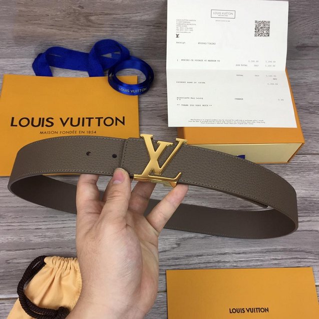 Louis vuitton original togo leather reversible 40mm belt M9152 grey