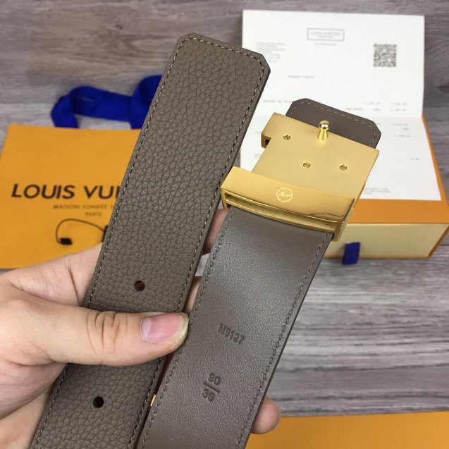 Louis vuitton original togo leather reversible 40mm belt M9152 grey