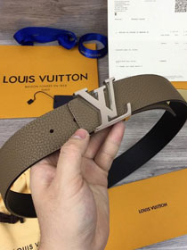 Louis vuitton original togo leather reversible 40mm belt M9152 grey&black