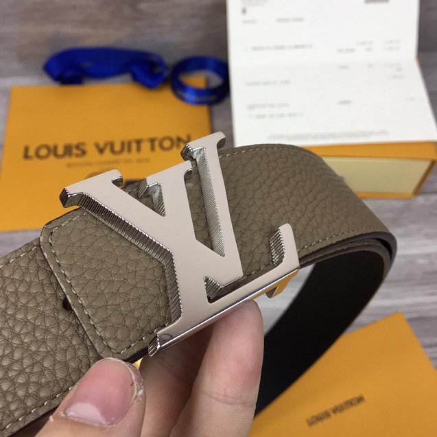 Louis vuitton original togo leather reversible 40mm belt M9152 grey&black