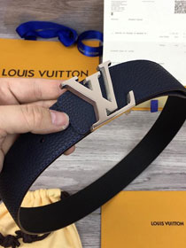 Louis vuitton original togo leather reversible 40mm belt M9152 navy blue&black