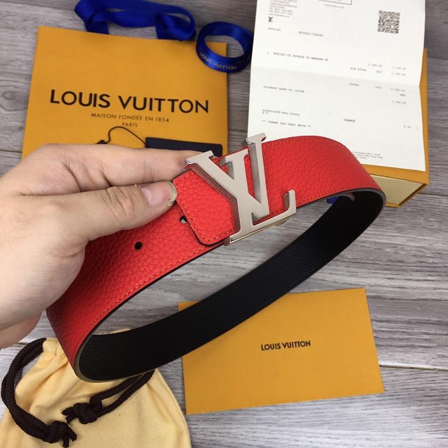 Louis vuitton original togo leather reversible 40mm belt M9152 red