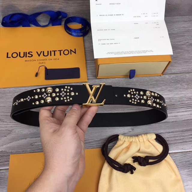 Louis vuitton original calfskin Iconic 35mm belt M0063W black