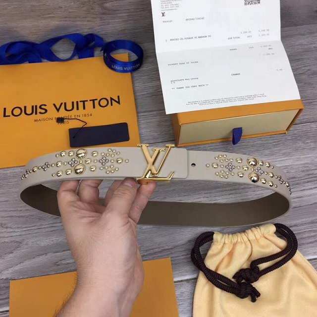 Louis vuitton original calfskin Iconic 35mm belt M0063W grey