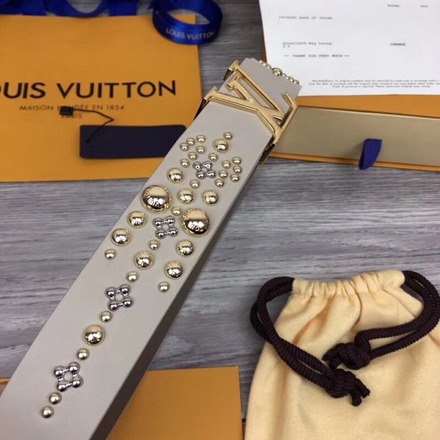 Louis vuitton original calfskin Iconic 35mm belt M0063W grey