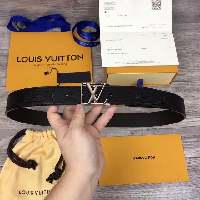 Louis vuitton original calfskin city 35mm reversible belt M0029Q black