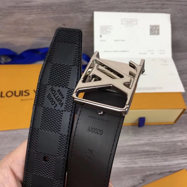 Louis vuitton original calfskin city 35mm reversible belt M0029Q black