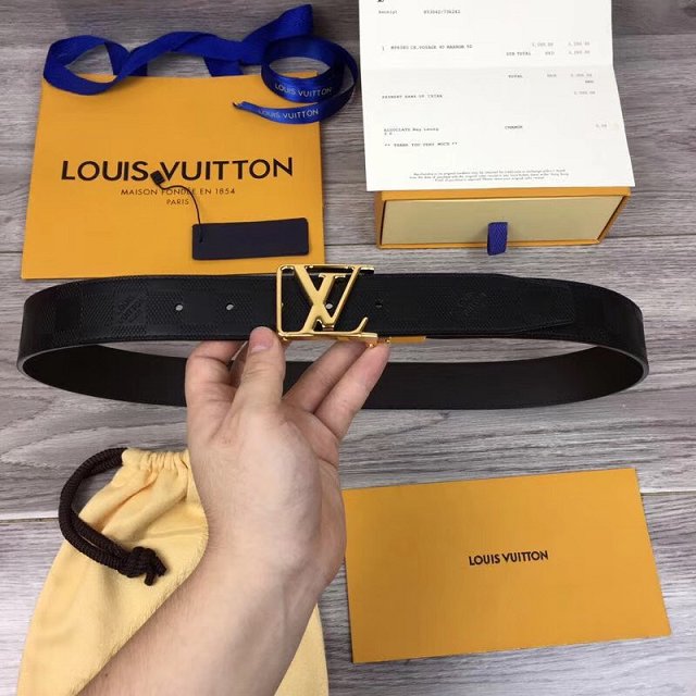 Louis vuitton original calfskin city 35mm reversible belt M0029Q black