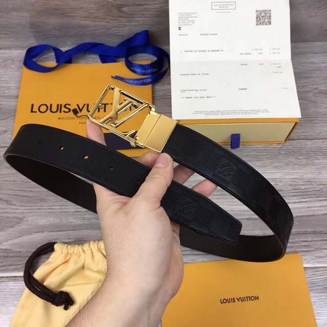 Louis vuitton original calfskin city 35mm reversible belt M0029Q black