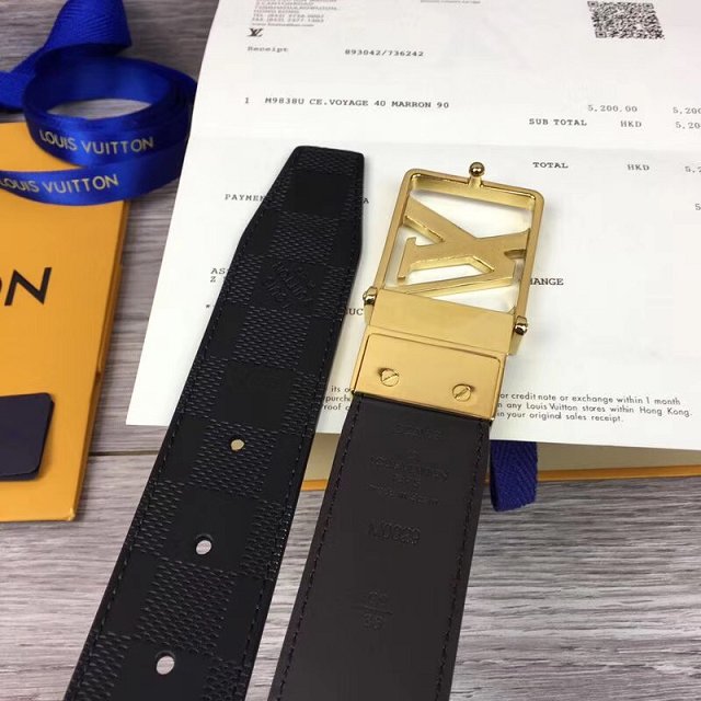 Louis vuitton original calfskin city 35mm reversible belt M0029Q black