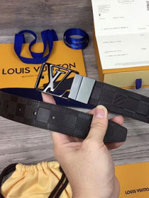 Louis vuitton original calfskin city 35mm reversible belt M0029Q black&blue