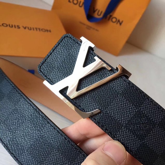 Louis vuitton original damier graphite initials 40mm belt M9604S