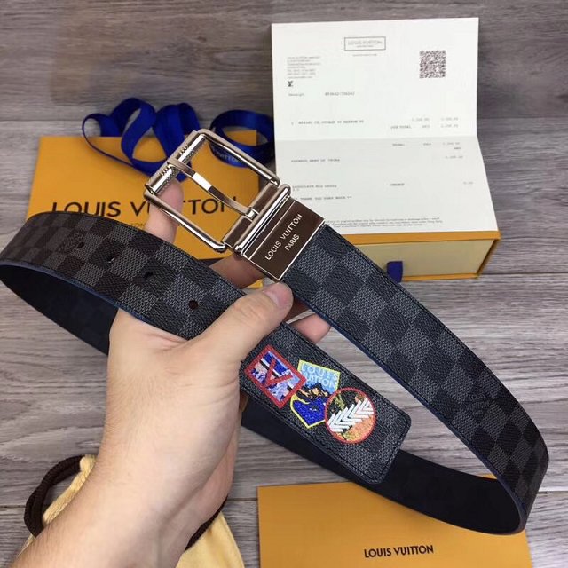 Louis vuitton original damier print 40mm reversible belt M0077U 