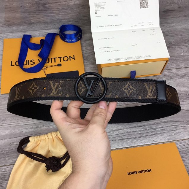 Louis vuitton original monogram canvas circle 40mm belt M0117T black