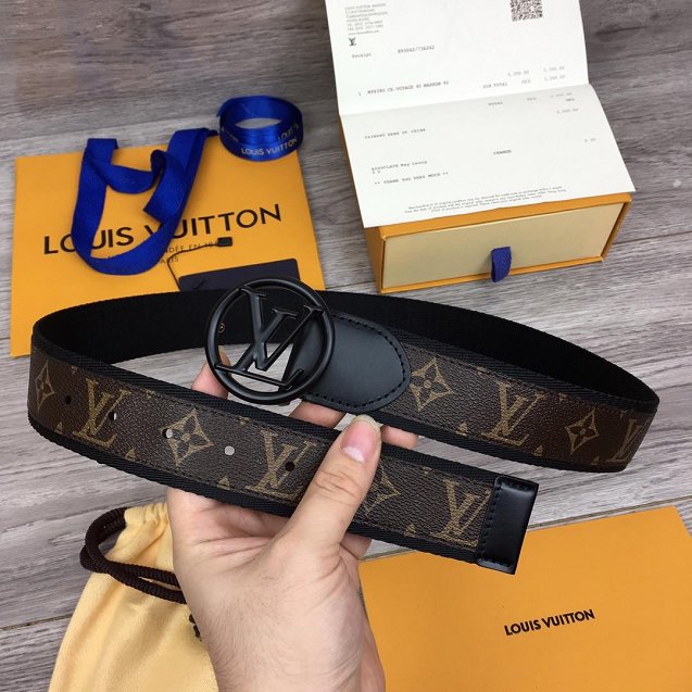 Louis vuitton original monogram canvas circle 40mm belt M0117T black