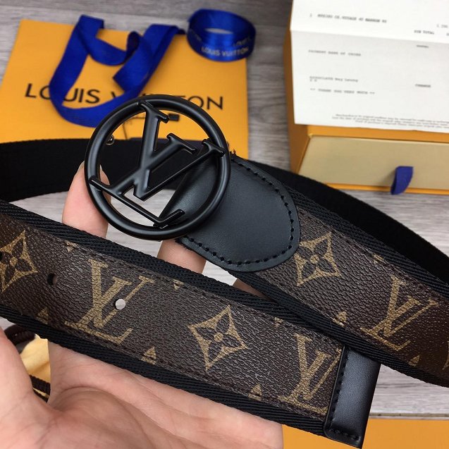 Louis vuitton original monogram canvas circle 40mm belt M0117T black