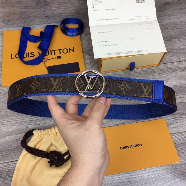 Louis vuitton original monogram canvas circle 40mm belt M0130T blue