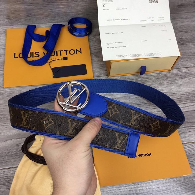 Louis vuitton original monogram canvas circle 40mm belt M0130T blue