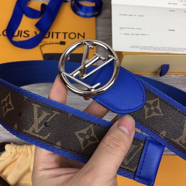 Louis vuitton original monogram canvas circle 40mm belt M0130T blue