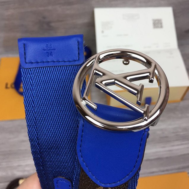 Louis vuitton original monogram canvas circle 40mm belt M0130T blue