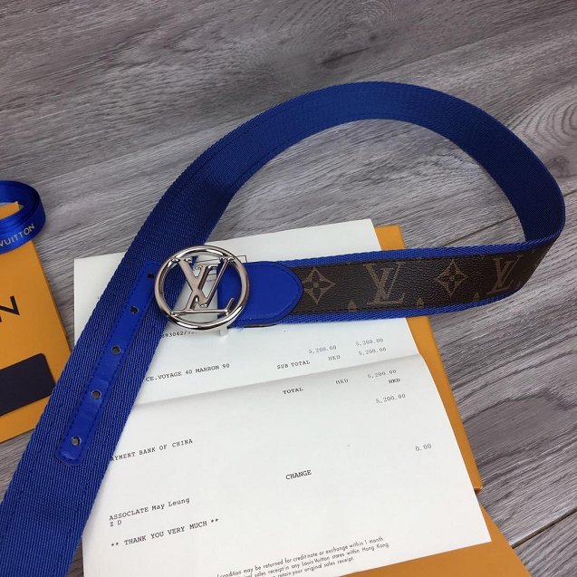 Louis vuitton original monogram canvas circle 40mm belt M0130T blue