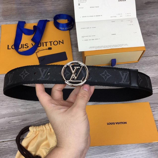 Louis vuitton original monogram eclipse circle 40mm belt M0116Q black