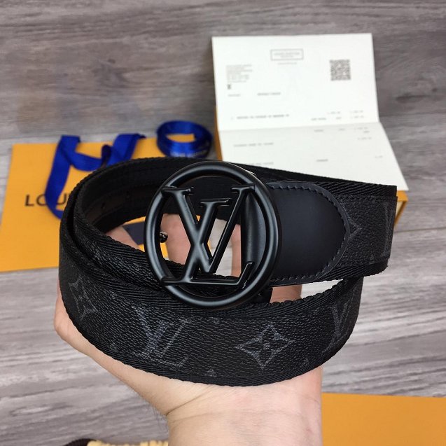 Louis vuitton original monogram eclipse circle 40mm belt M0116Q black