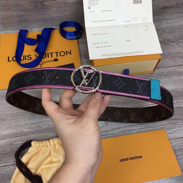 Louis vuitton original monogram eclipse circle 40mm belt M0116Q purple