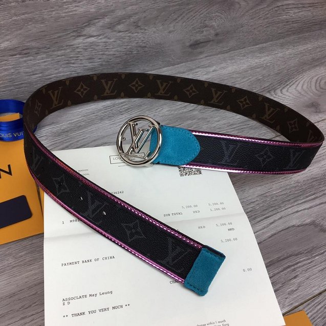 Louis vuitton original monogram eclipse circle 40mm belt M0116Q purple