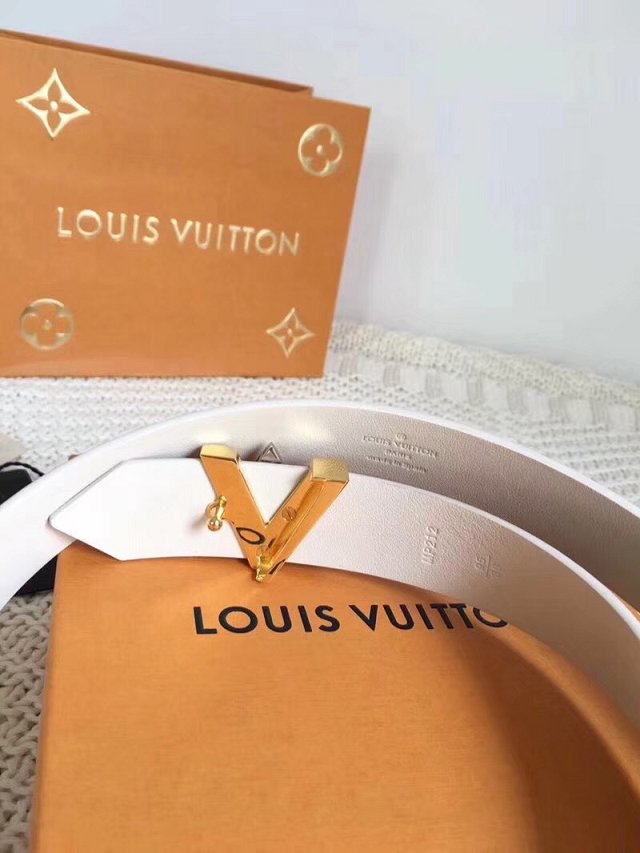 Louis vuitton original calfskin 40cm belt MP212 white