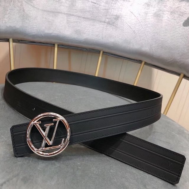 Louis vuitton original calfskin circle 35mm belt m9044 black