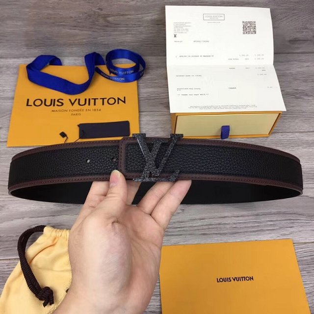 Louis vuitton original calfskin mens covered 40mm belt M0030Q black