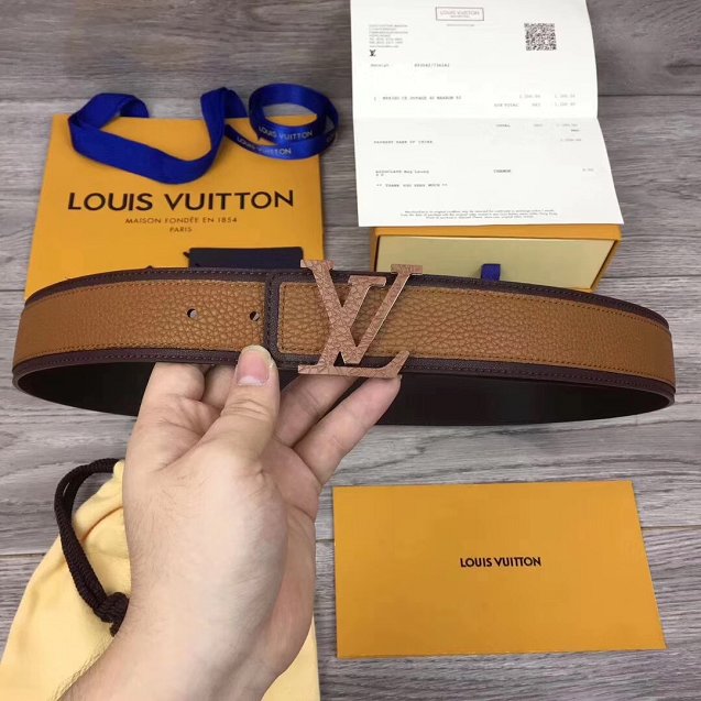 Louis vuitton original calfskin mens covered 40mm belt M0031Q coffee