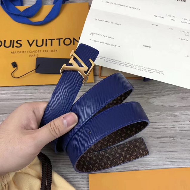 Louis vuitton original epi leather 35mm reversible belt M9257 blue