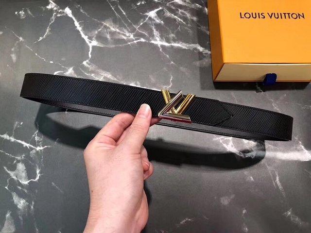 Louis vuitton original epi leather twist 30MM belt M9360U black