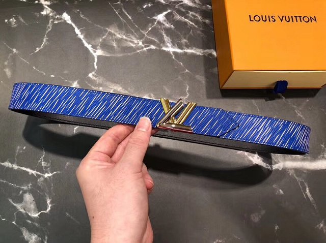 Louis vuitton original epi leather twist 30MM belt M9361U blue