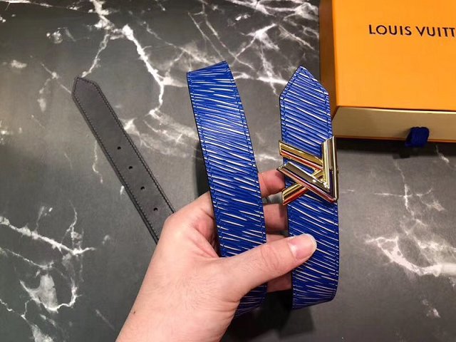 Louis vuitton original epi leather twist 30MM belt M9361U blue