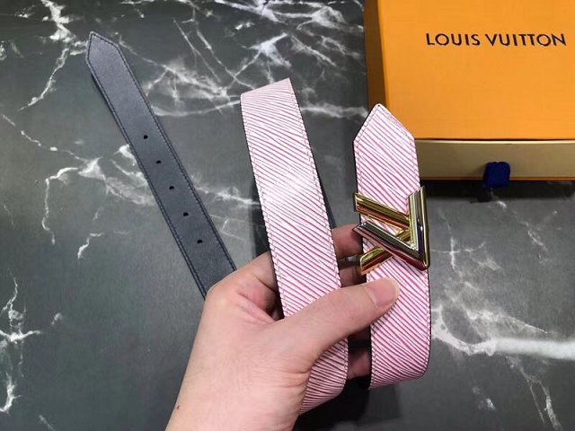 Louis vuitton original epi leather twist 30MM belt M9361U pink