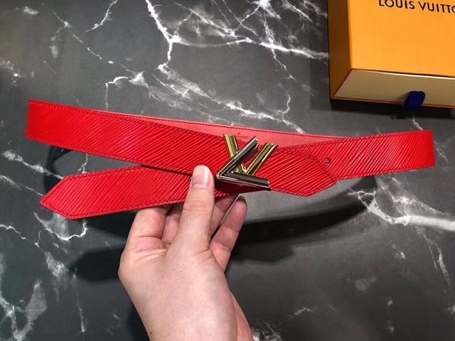 Louis vuitton original epi leather twist 30MM belt M9361U red