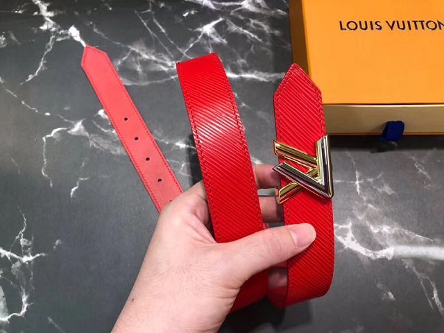 Louis vuitton original epi leather twist 30MM belt M9361U red