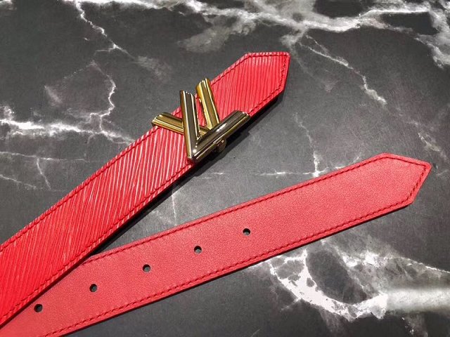 Louis vuitton original epi leather twist 30MM belt M9361U red