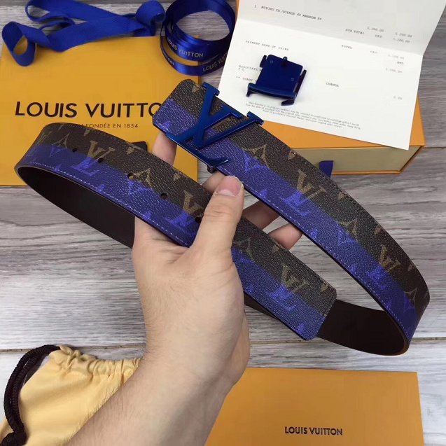 Louis vuitton original monogram 35mm belt MP034 blue 