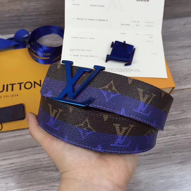 Louis vuitton original monogram 35mm belt MP034 blue 