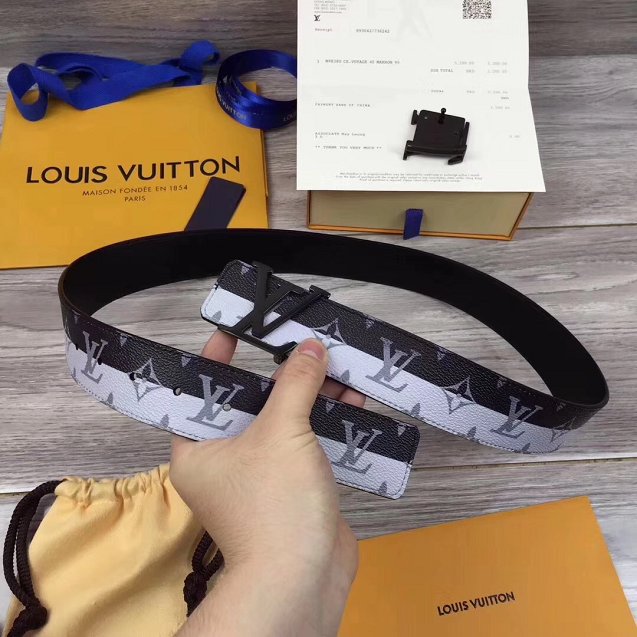 Louis vuitton original monogram 35mm belt MP034 white&black