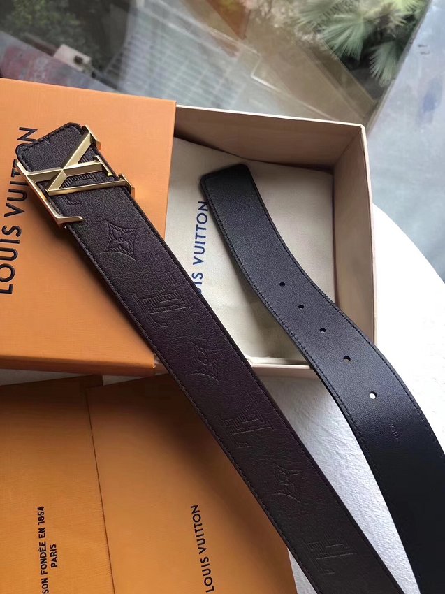 Louis vuitton original monogram calfskin 40mm belt M0091S dark coffee