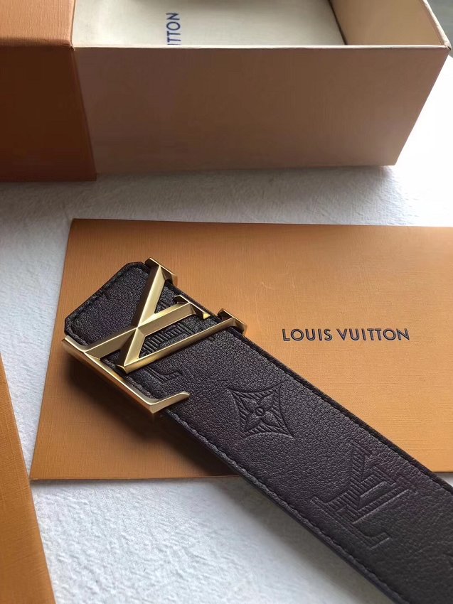 Louis vuitton original monogram calfskin 40mm belt M0091S dark coffee