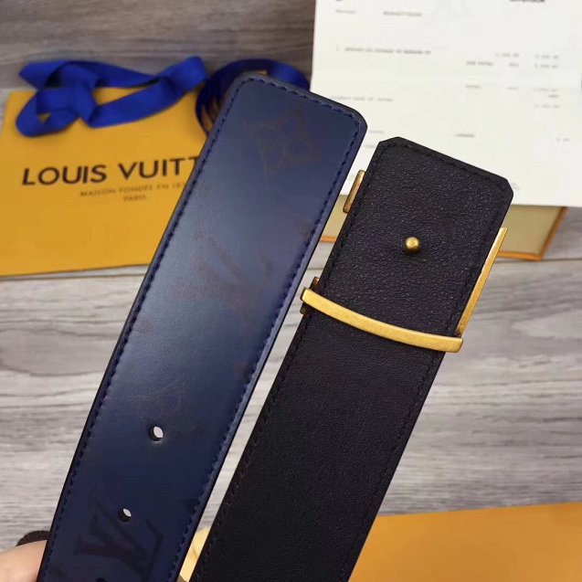 Louis vuitton original monogram calfskin printed 40mm belt M0091S blue