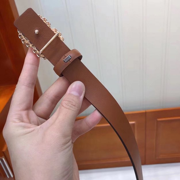 CC original calfskin 25mm pearl belt AA0521 coffee